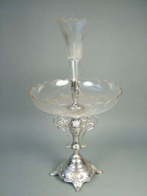 Appraisal: A WMF silvered metal and cut glass centrepiece circa the