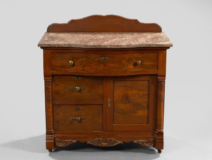 Appraisal: American Late Victorian Circassian Walnut and Marble-Top Washstand fourth quarter