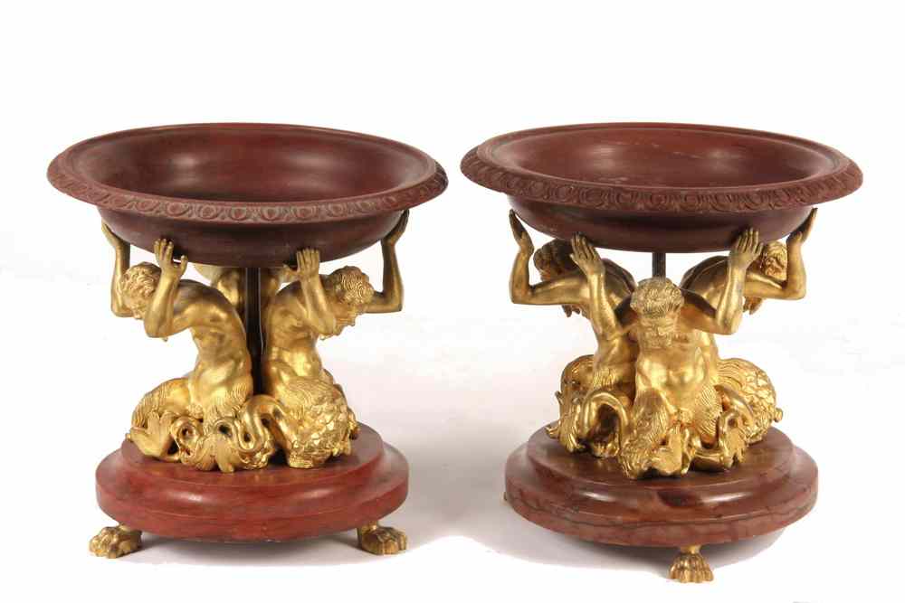 Appraisal: PAIR FRENCH EMPIRE TAZZAS - French Neoclassical Tazzas ca having