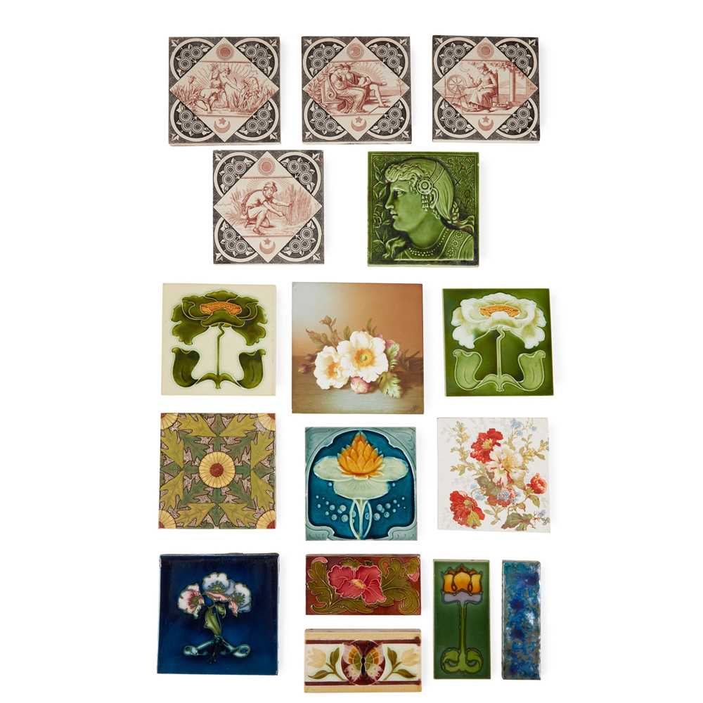 Appraisal: ENGLISH GROUP OF AESTHETIC MOVEMENT TILES CIRCA comprising FOUR T