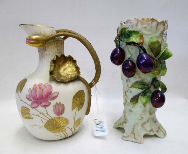 Appraisal: PORCELAIN PITCHER AND VASE pieces Ott Brewer Belleek vase with