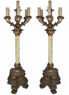 Appraisal: Pair of Monumental Seven Light American Bronze Torcheres th Century