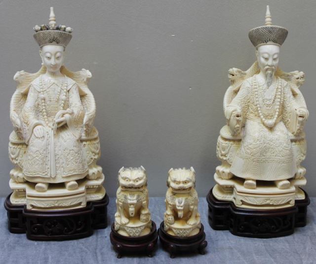 Appraisal: Antique Chinese Carved Group Includes an emperor and empress -