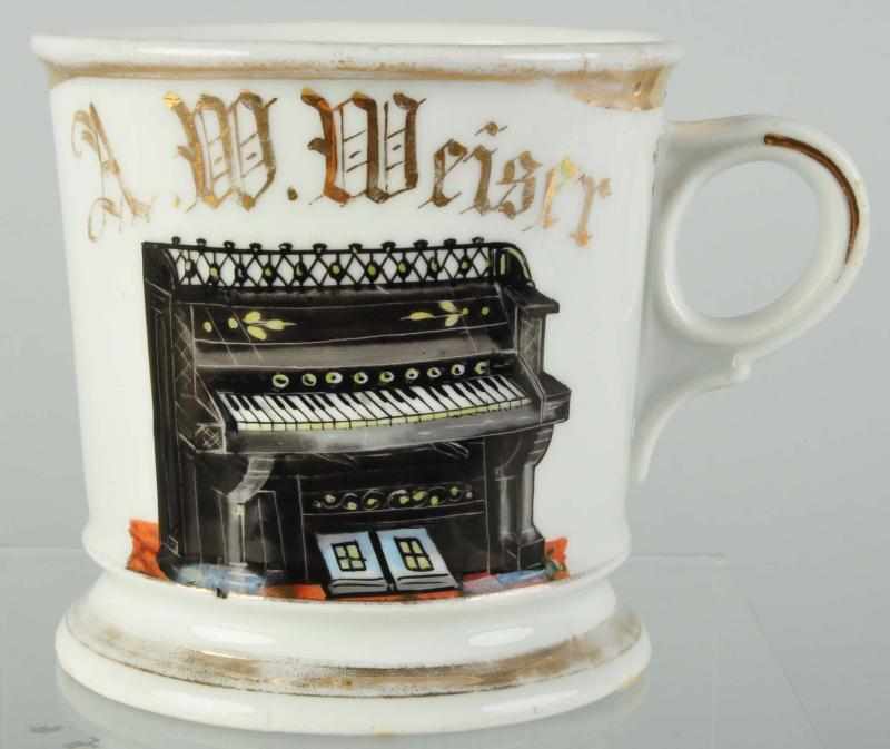 Appraisal: Pump Organ Shaving Mug Description Gilt name A W Weiser