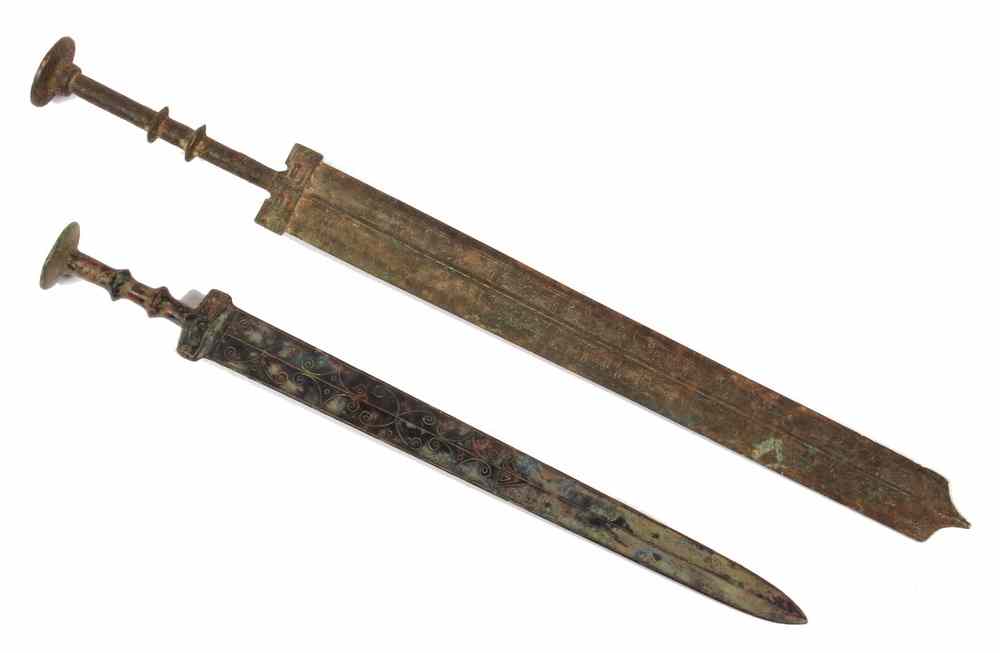 Appraisal: REPLICA CHINESE SWORDS - Bronze Archaic or Warring States Form