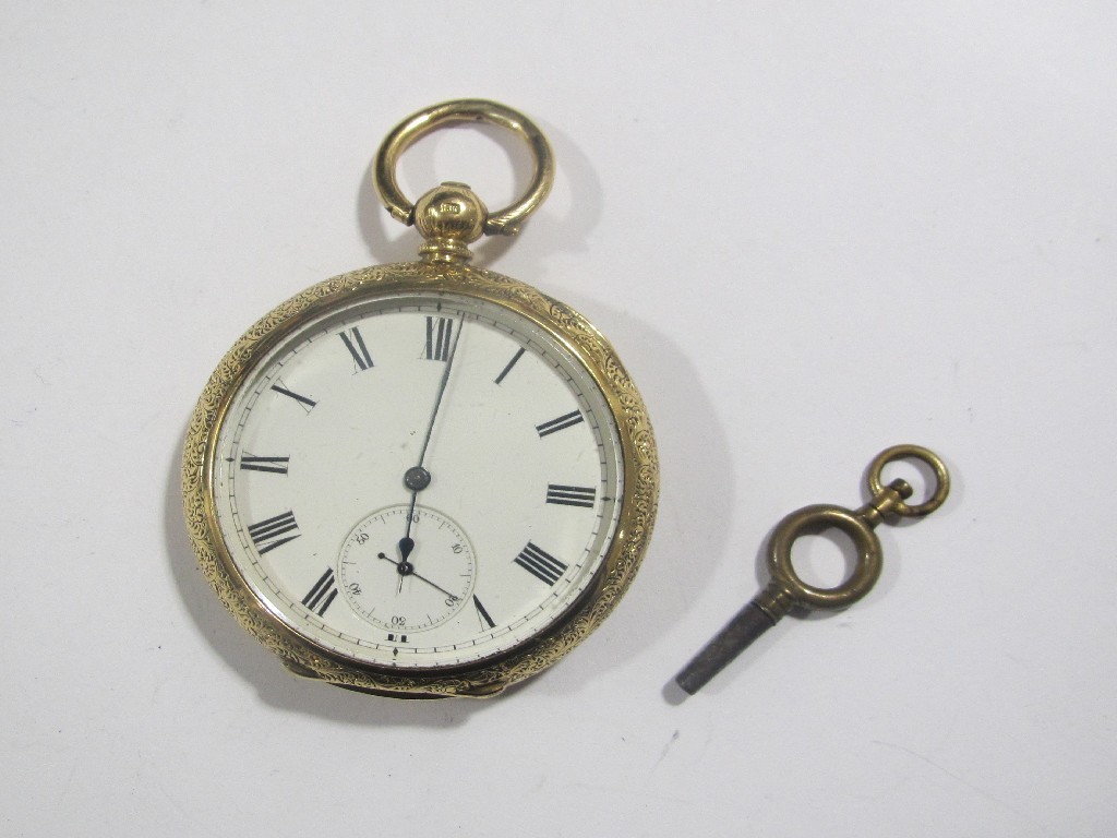 Appraisal: Victorian ct gold cased open faced pocket watch with white