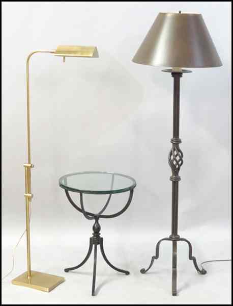 Appraisal: TWO METAL FLOOR LAMPS Together with a patinated metal and