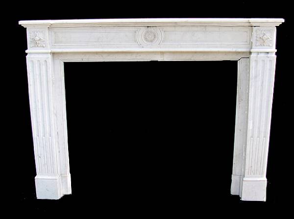 Appraisal: A Louis XVI carved white marble fire surround width ft