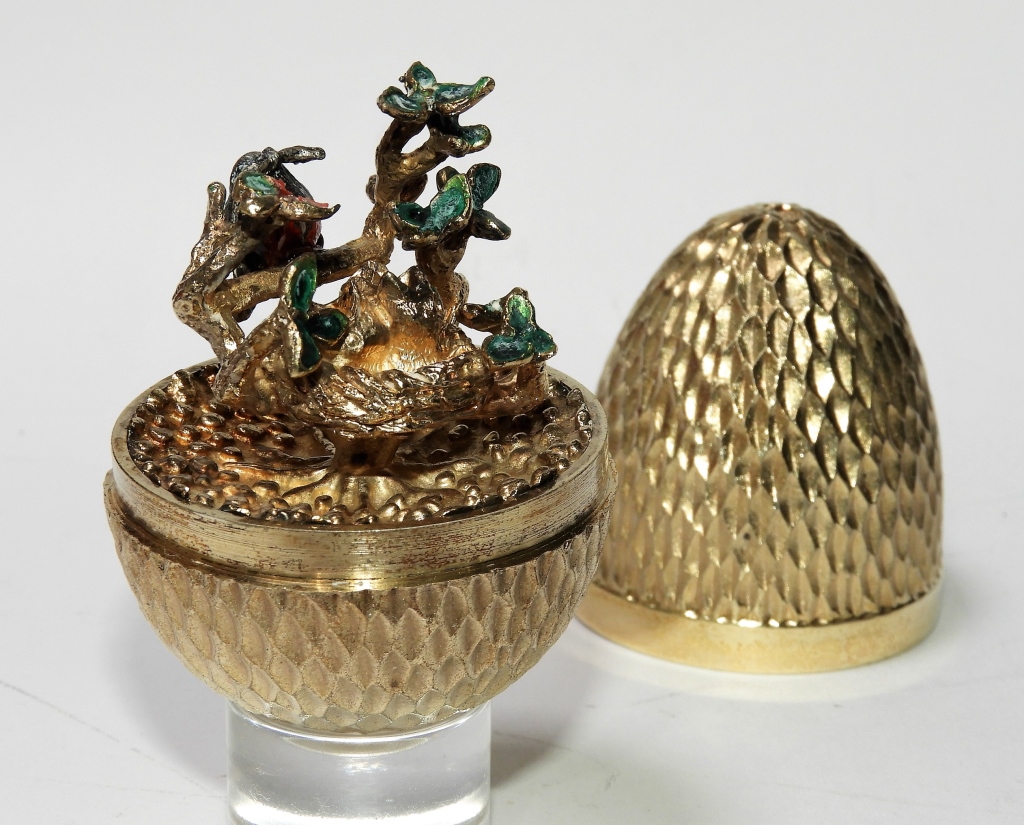 Appraisal: STUART DEVLIN GILT STERLING SILVER SURPRISE EGG England th Century