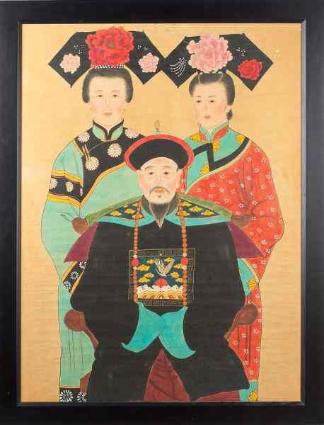 Appraisal: Chinese Ancestral Portrait th century gouache and gilding on paper