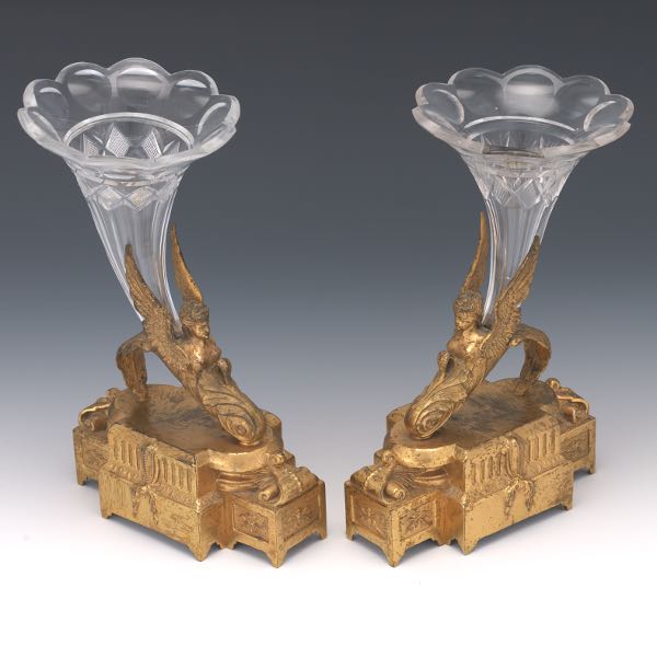 Appraisal: FRENCH EMPIRE STYLE PAIR OF D'ORE BRONZE SILVER PLATE AND