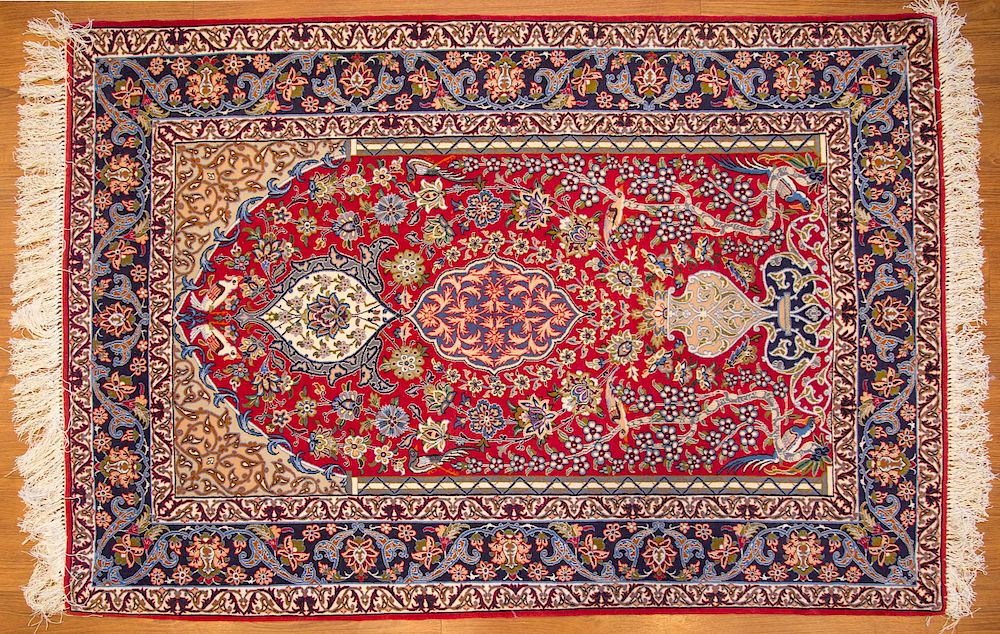 Appraisal: Fine Persian Ispahan Prayer Rug approx x Fine weave on