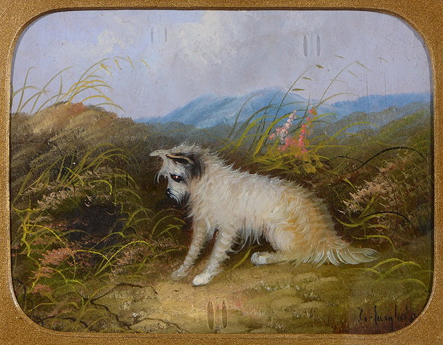 Appraisal: J LANGLOIS TH CENTURY Terriers ratting a pair signed oils