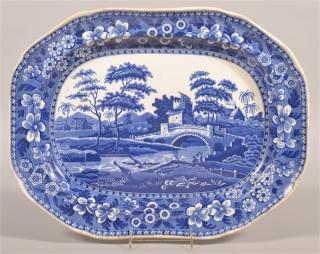 Appraisal: Spodes Tower Blue Transfer China Platter Spodes Tower Copeland England