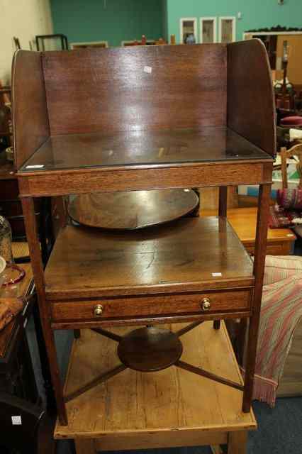 Appraisal: A GEORGE III OAK TWO TIER WASH STAND the galleried