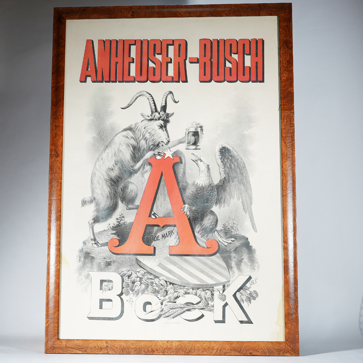 Appraisal: Anheuser-Busch Bock Goat Eagle LithographReference n aBrewery Anheuser-Busch Brewing Association