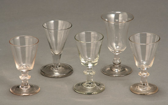 Appraisal: Group of Five Georgian Sherry Glasses th Century Consisting of