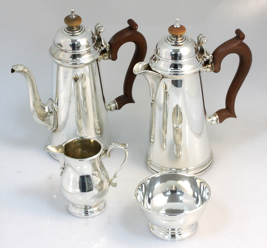 Appraisal: A four-piece silver coffee service FCR Birmingham comprising coffee pot