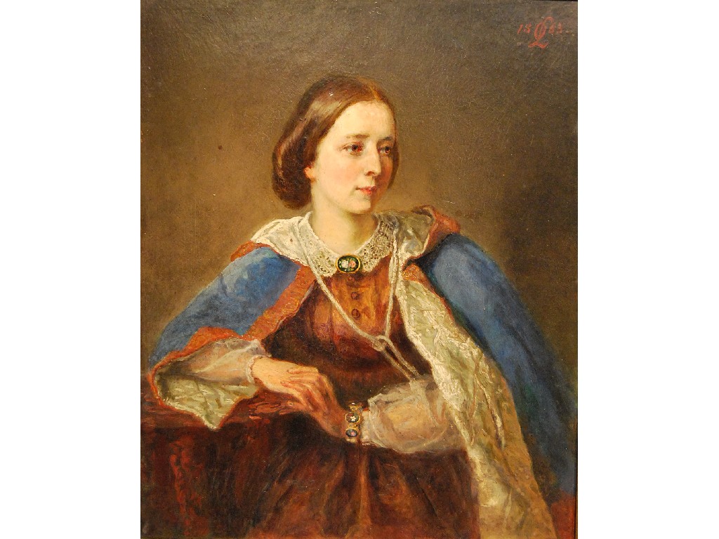 Appraisal: Victorian portrait of a seated lady wearing blue cape oil