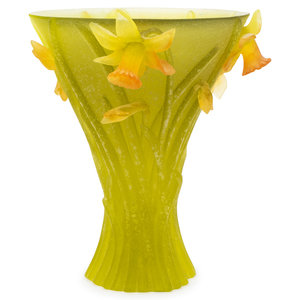 Appraisal: A Daum Pate de Verre Jonquil Vase TH CENTURY etched