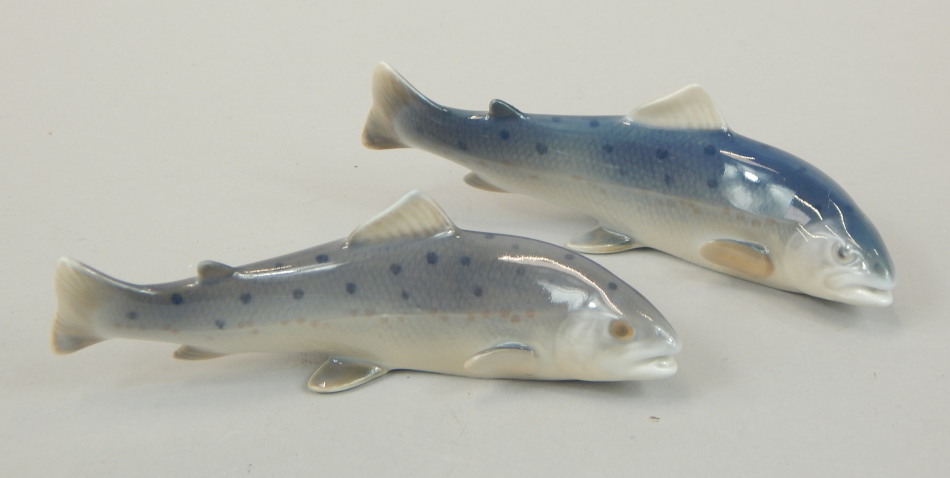 Appraisal: Two Royal Copenhagen figures of salmon number cm high