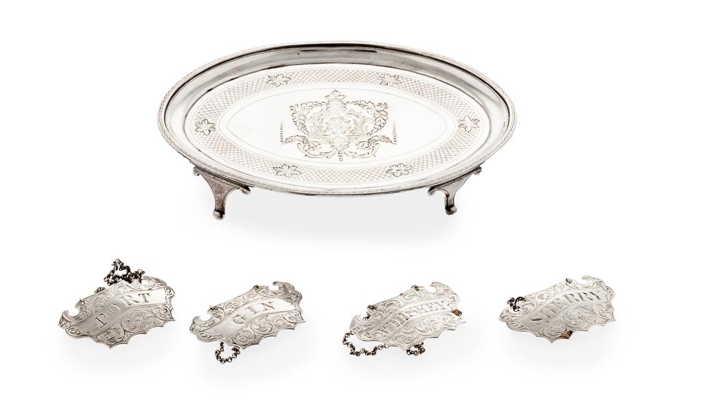 Appraisal: A George III teapot stand A F London of oval