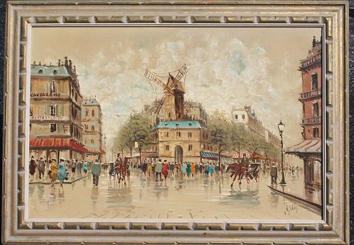 Appraisal: DEVITY Antonio Italian - Parisian Street Scene OIL Canvas ''