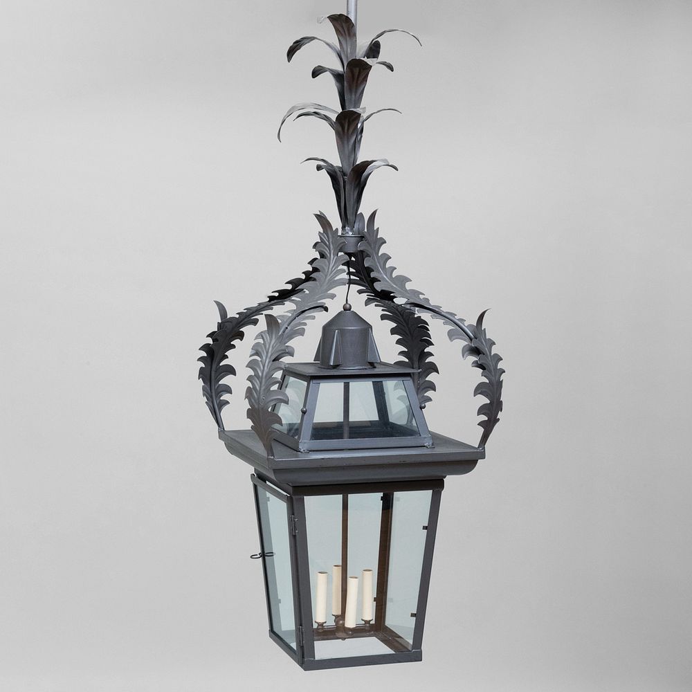 Appraisal: Large Painted T le Foliate Four-Light Lantern ft x x