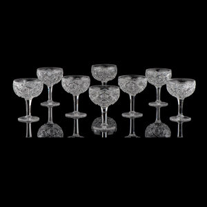 Appraisal: A Set of Eight Brilliant-Period Cut Glass Grapefruit Bowls Height