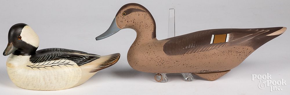 Appraisal: Two carved and painted duck decoys Two carved and painted