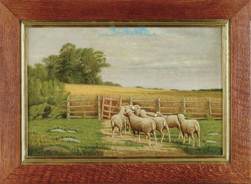 Appraisal: CLINTON LOVERIDGE American - SHEEP IN GOLDEN FIELD Oil on