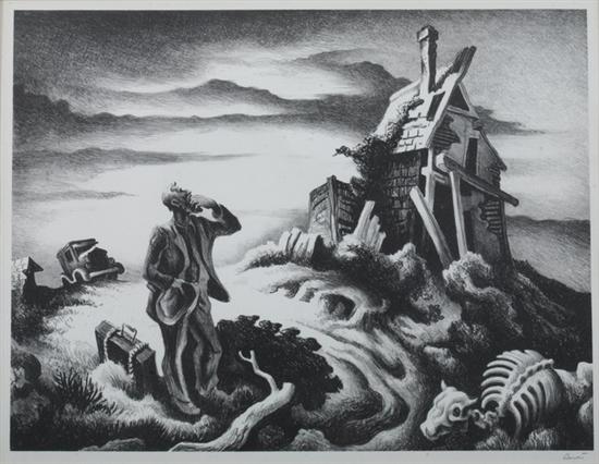 Appraisal: THOMAS HART BENTON American - NIGHT FIRING signed in pencil