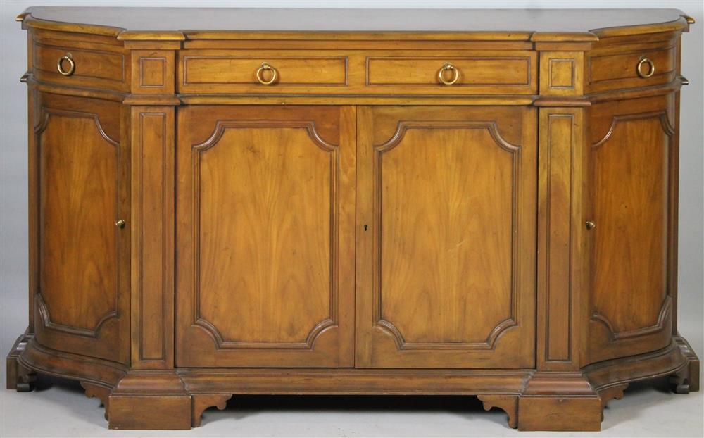 Appraisal: BAKER EUROPEAN CONTINENTAL STYLE FRUITWOOD SIDEBOARD conforming top with molded