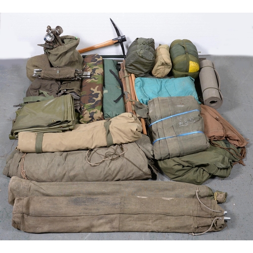 Appraisal: Militaria Miscellaneous tents sleeping bags rolls bed etc used by