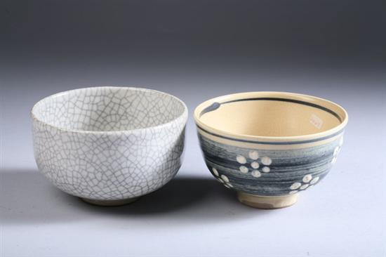 Appraisal: TWO JAPANESE TEABOWLS One ge-type the other with white flower-heads