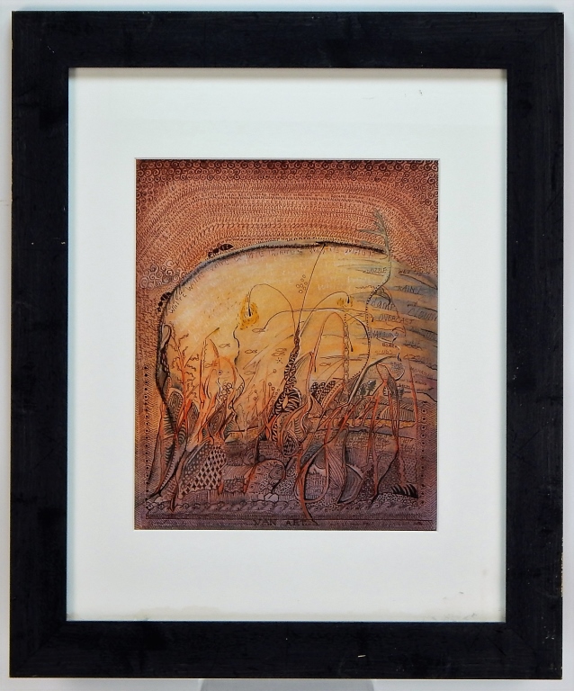 Appraisal: CINDY KAPLAN SURREALIST ECOSYSTEM DRAWING United States Dated Depicts an