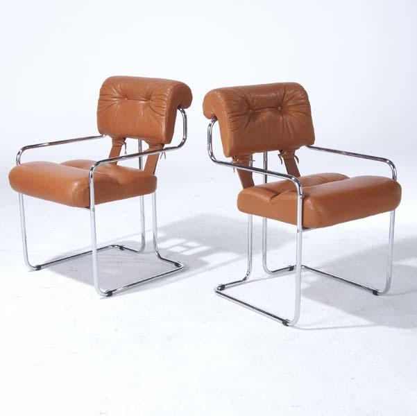 Appraisal: PACE Pair of armchairs with tufted cordovan leather upholstery on