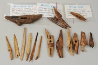 Appraisal: Group of Inuit Carved Fossilized Hunting Tools Group of Inuit