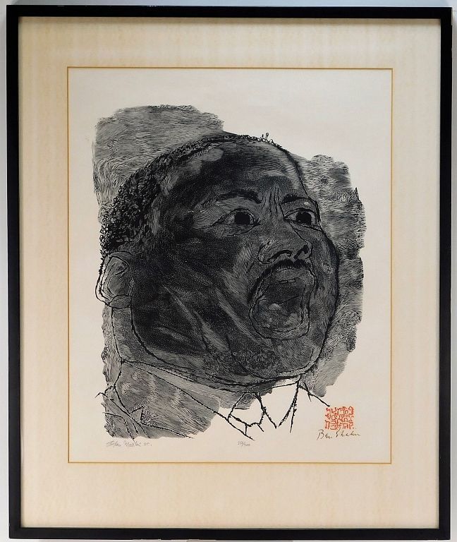 Appraisal: Ben Shahn Martin Luther King Wood Engraving New York -