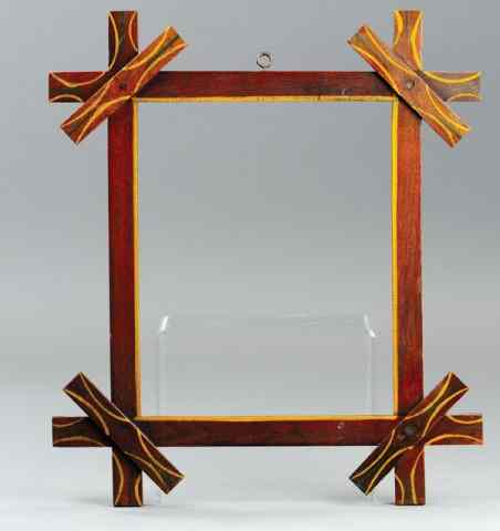 Appraisal: PAINTED FRAME c 's wood frame with criss-cross accent at