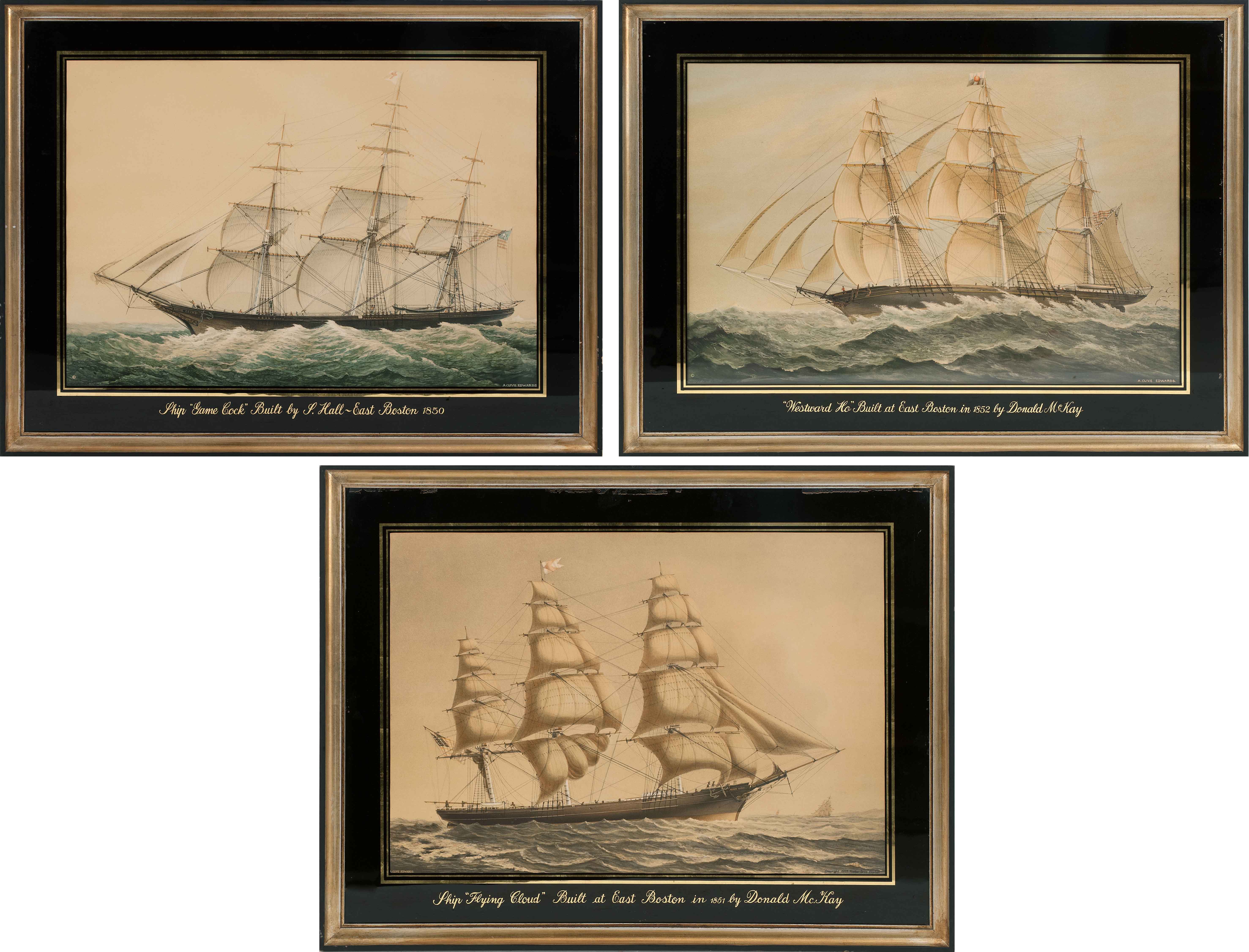 Appraisal: THREE FRAMED PRINTS PRODUCED BY THE PEABODY ESSEX MUSEUM all