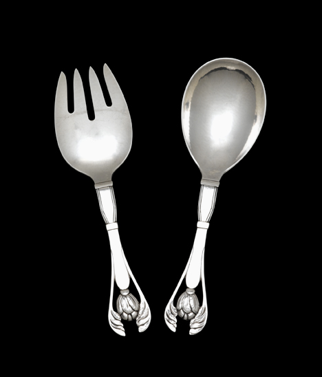 Appraisal: Pair of Georg Jensen sterling silver salad servers th century