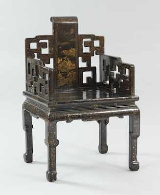 Appraisal: A th Century Chinese Lacquerwork Armchair Measuring apprx - W