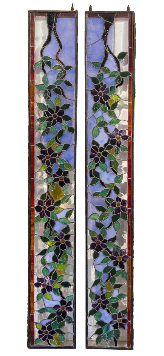 Appraisal: Sale Lot A Pair of Leaded Glass Windows with floral