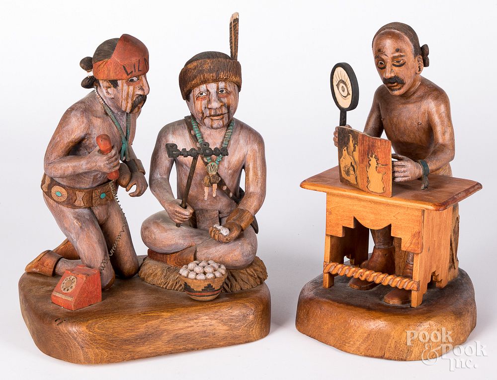 Appraisal: Two Hopi Indian carved and painted figures Two Hopi Indian