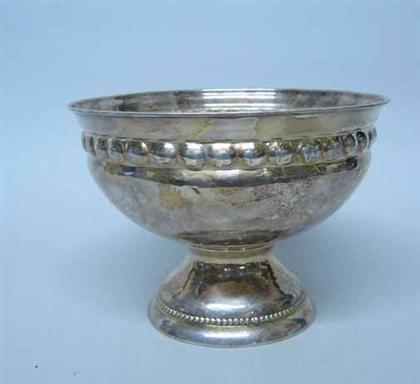 Appraisal: Continental silver bowl Hand-hammered bowl with beaded rim and base