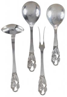 Appraisal: Four Piece Axel Prip Sterling Flatware Denmark th century all