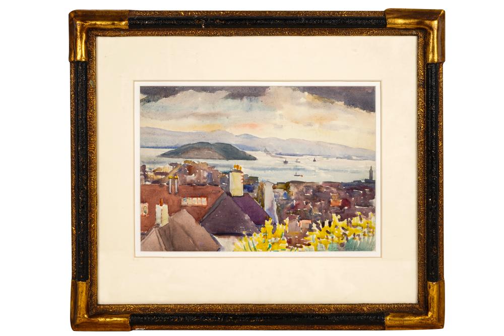 Appraisal: HELEN K FORBES - SAN FRANCISCO BAY-ALCATRAZwatercolor on paper signed