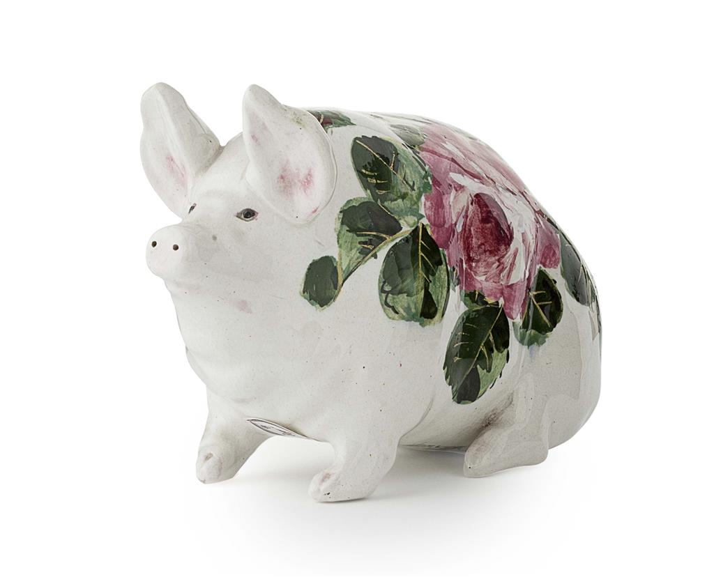 Appraisal: WEMYSS WARE A SMALL 'CABBAGE ROSES' PIG FIGURE CIRCA impressed