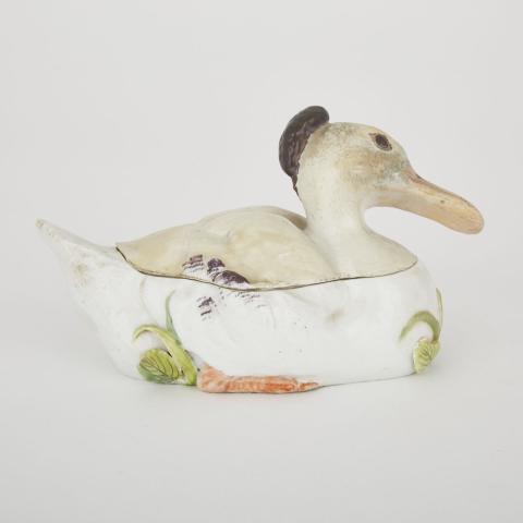 Appraisal: Chelsea Duck-Form Tureen and Cover c with crested head cocked